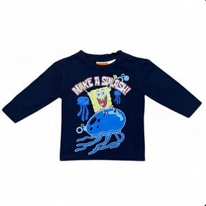 Y2K SpongeBob Nickelodeon Kid’s Navy Blue Long Sleeve Graphic Shirt - 2T